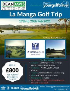La Manga Golf Trip - February 2021 | Golf Lessons in La Manga | Golf Holiday in Spain | Golf Holiday to La Manga | Organised Golf Trip Spain